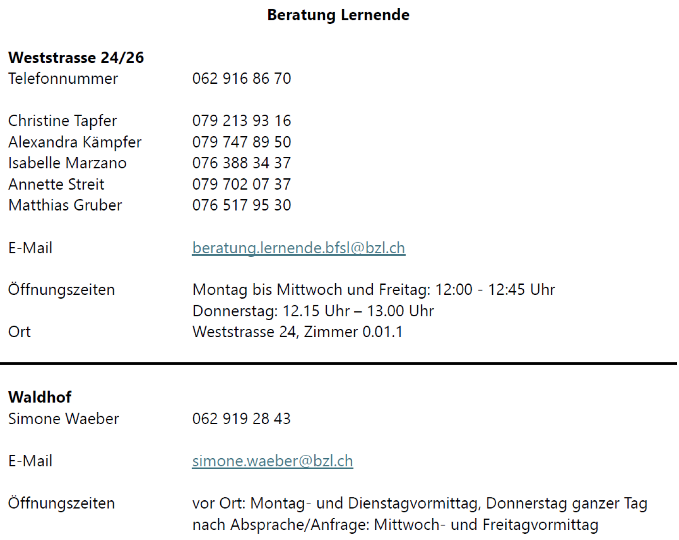 Beratung Lernende