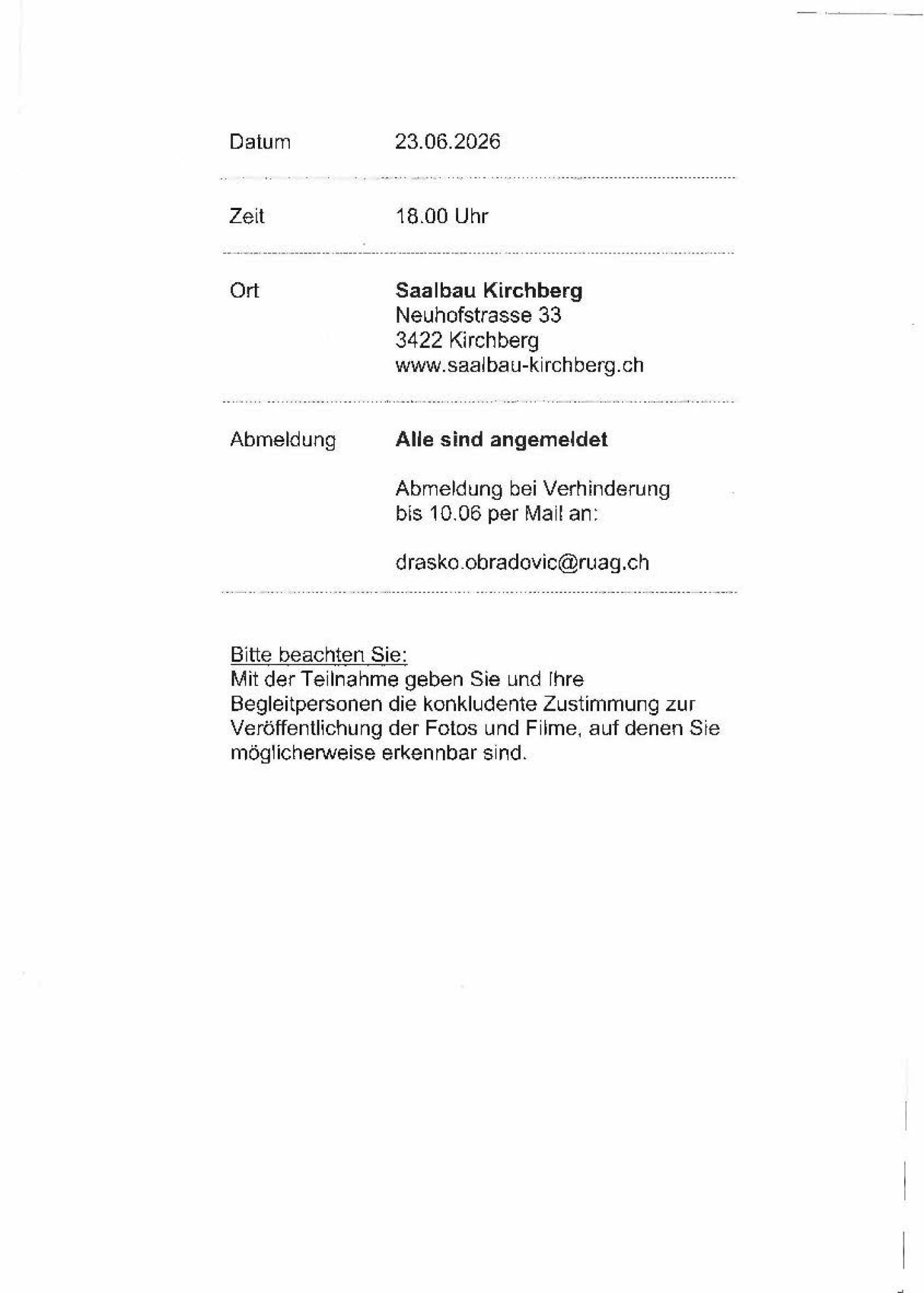 KR Schlussfeier Kanton Bern (VAKB)