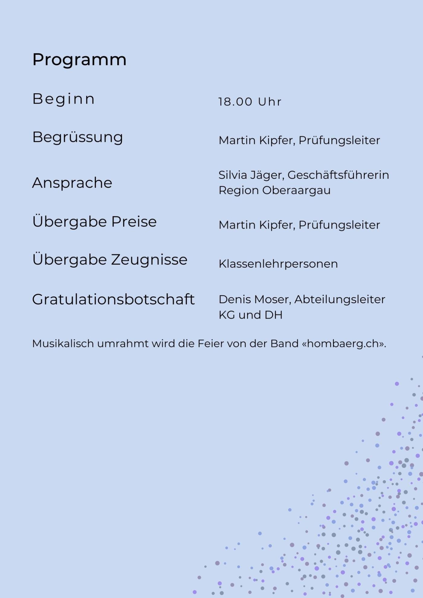 KG Schlussfeier der Lernenden, Standort Langenthal