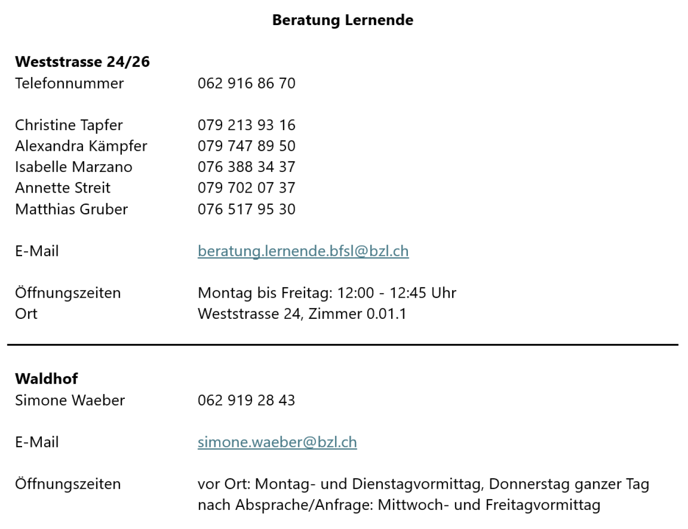 Beratung Lernende