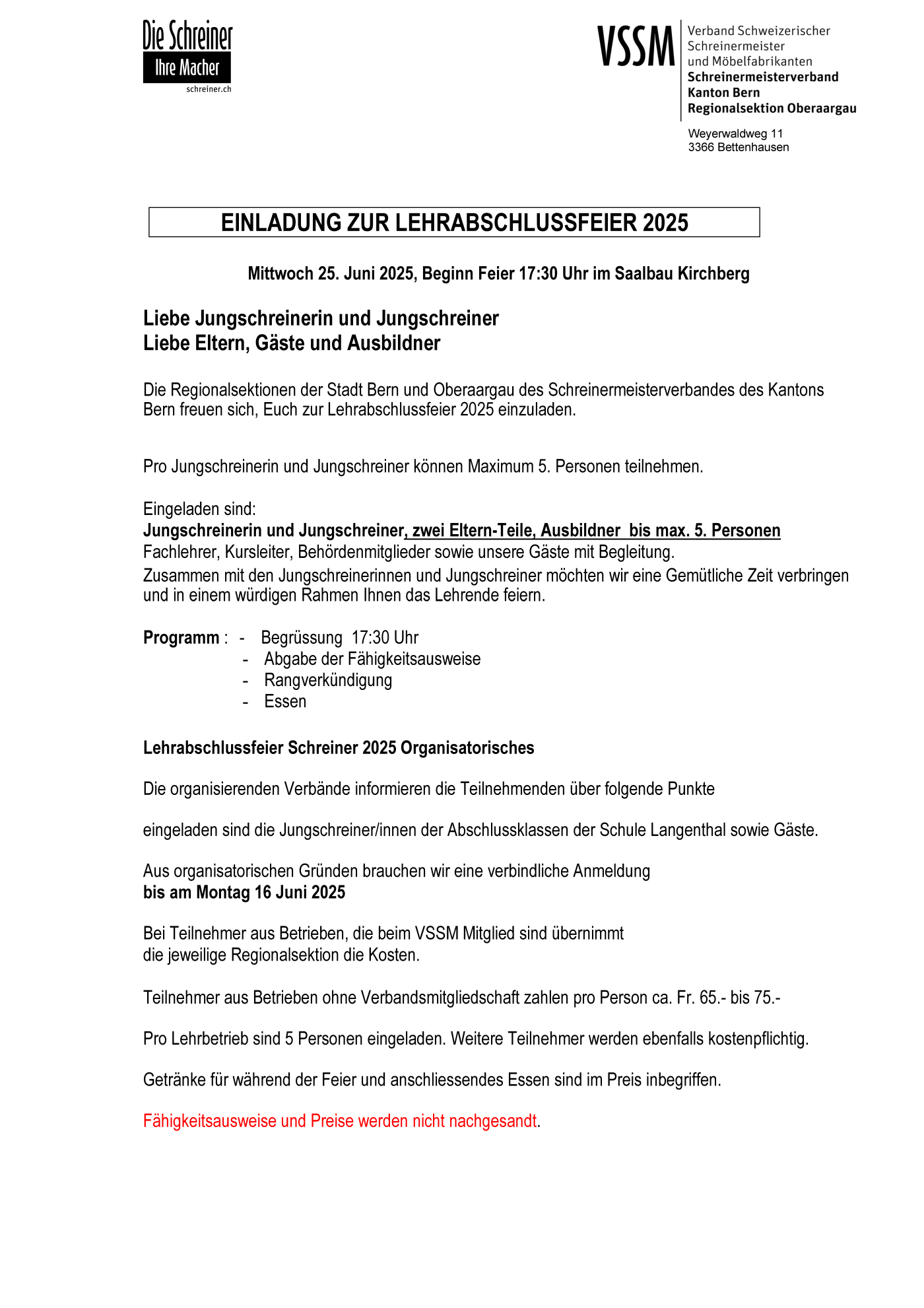 SC Schlussfeier Kanton Bern (VSSM)